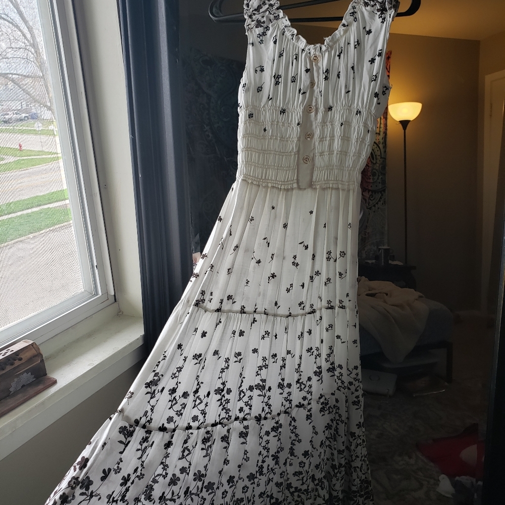 Long White Floral Dress